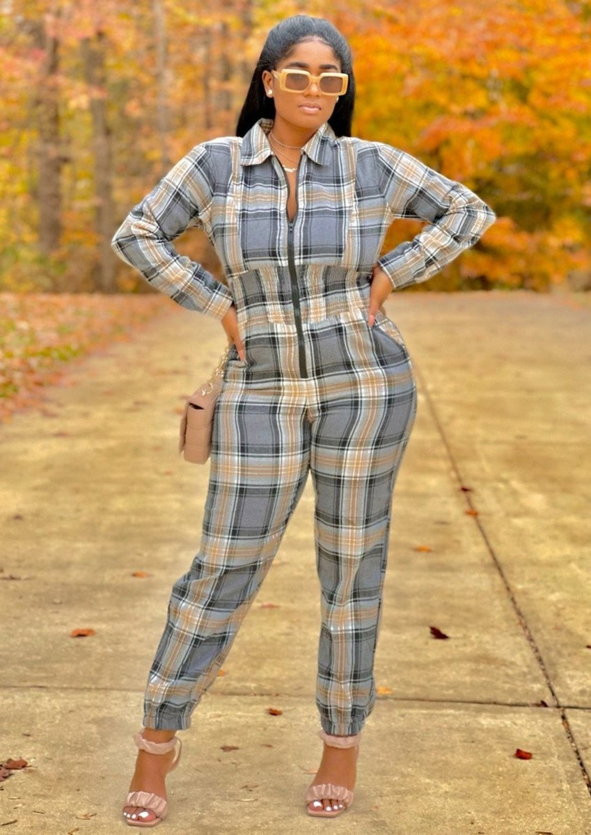 The Kauna Plaid Jumpsuit